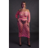 Long Sleeve Crop Top and Long Skirt - Plus Size - Neon Pink