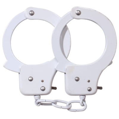 Kajdanki metalowe z bezpiecznym otwieraniemSex Extra białe
