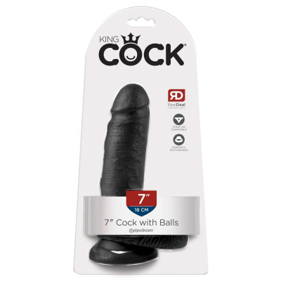 Realistyczne Dildo King Cock czarne dł. 17,8cm