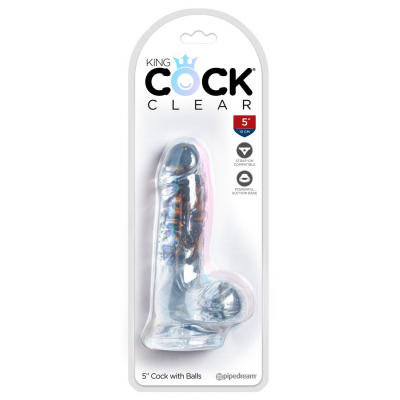Realistyczne Dildo King Cock Clear z jądrami 15,2cm