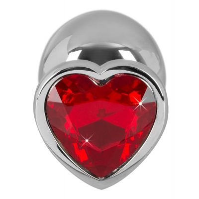 Korek analny alumiinowy z kamieniem w kształcie serca 85g