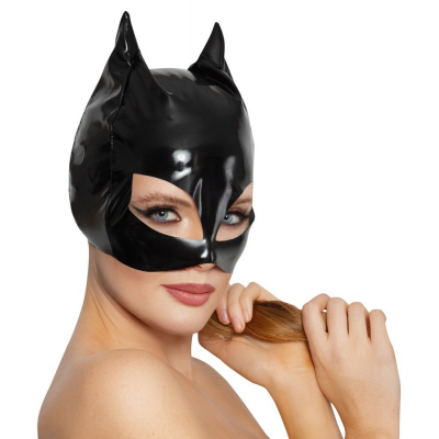 Winylowa maska kota z otowrami na oczy S-L