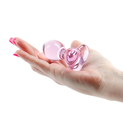 Szklany Korek analny Heart Pink 8,9cm Crystal
