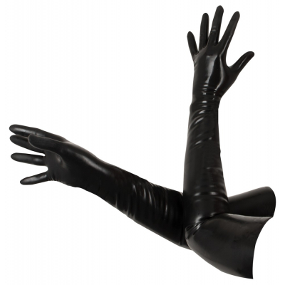 Lateksowe rękawiczki za łokcie czarne M