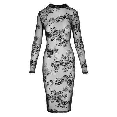 Prześwitująca wzorzysta sukienka Celine XL Noir Handmade