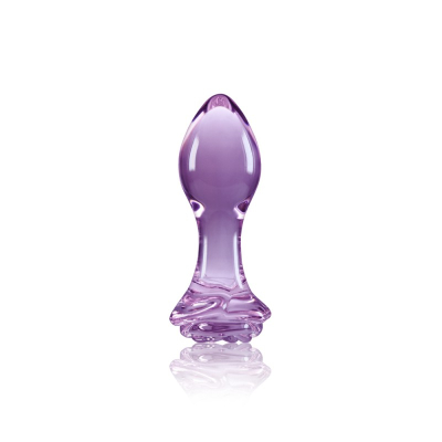 Szklany Korek analny Rose Purple 8,9cm Crystal