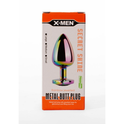 Błyszczący metalowy korek analny Secret Shine 7,1cm X-MEN