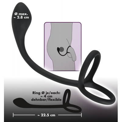 Pierścień na penisa + korek do stymulacji prostaty
