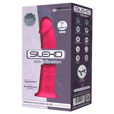 Dildo silikonowe z przyssawką i wibracjami 17,5cm Silexd