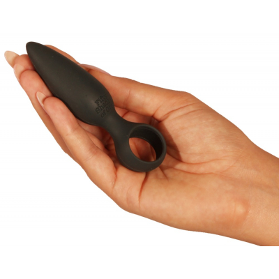 Koreczek analny z gładkiego silikonu z pierścieniem