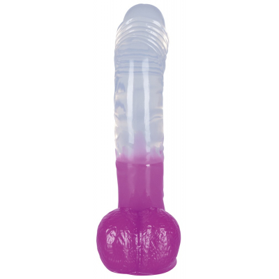 Żelowe dwukolorowe dildo z mocną przyssawką 19cm