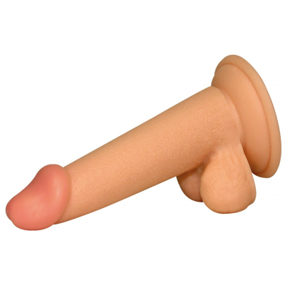 Cieliste elastyczne dildo z mocną przyssawką 14cm