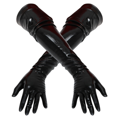 Lateksowe rękawiczki za łokcie czarne S
